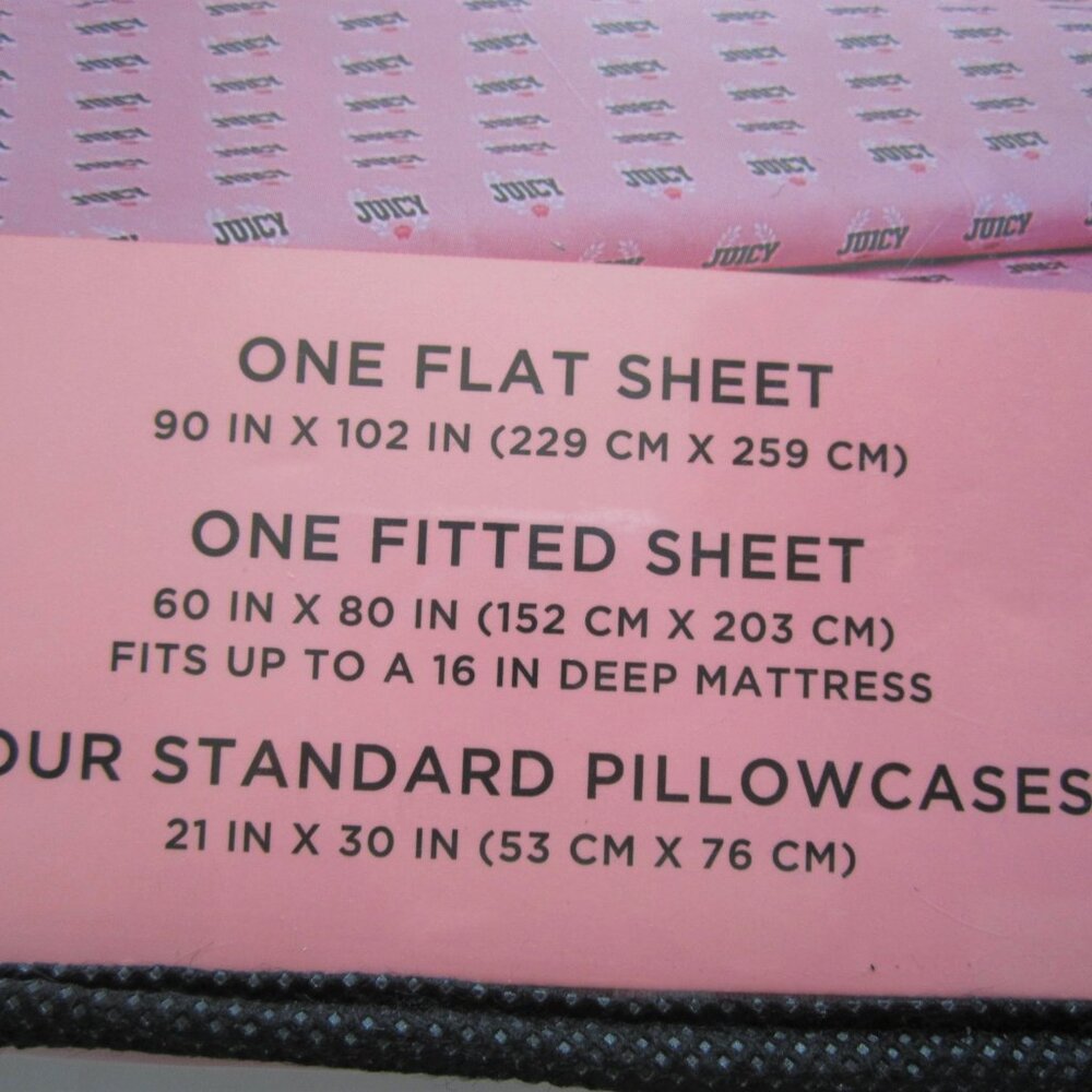 Juicy Couture Queen Sheet Set Pink - Picture 4 of 4